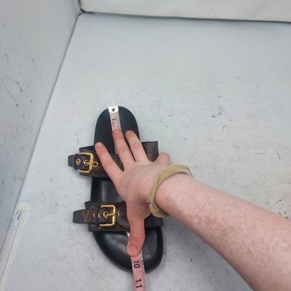 Louis Vuitton Brown Buckle Bom Dia Monogram Flat Slide Sandal - Picture 10 of 13